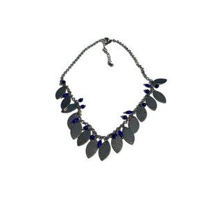 Lia Sophia Breeze Silver‎ Leaf Blue Bead Necklace